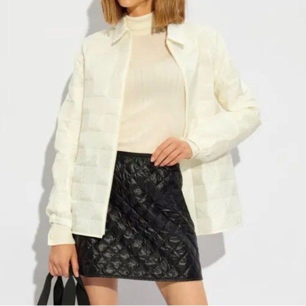 Moncler - Size 6 USA Light Checkered Jacket (Moncler 44) Color: Natural / Cream